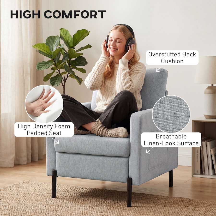 Image 917374_ALTMORE3.jpg, Product 917-374 / Price $159.99 - $189.99, HOMCOM Accent Chair Modern Upholstered Armchair w/ Side Pockets from HOMCOM on TSC.ca's Home & Garden department