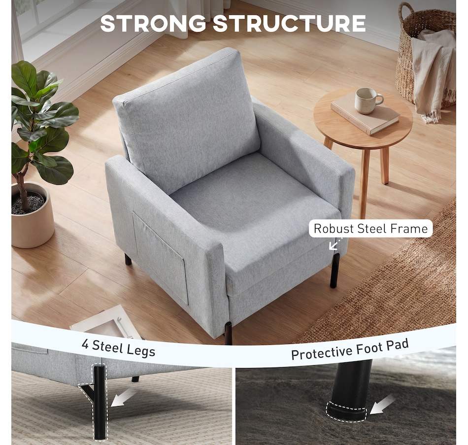 Image 917374_ALTMORE4.jpg, Product 917-374 / Price $169.99 - $189.99, HOMCOM Accent Chair Modern Upholstered Armchair w/ Side Pockets from HOMCOM on TSC.ca's Home & Garden department