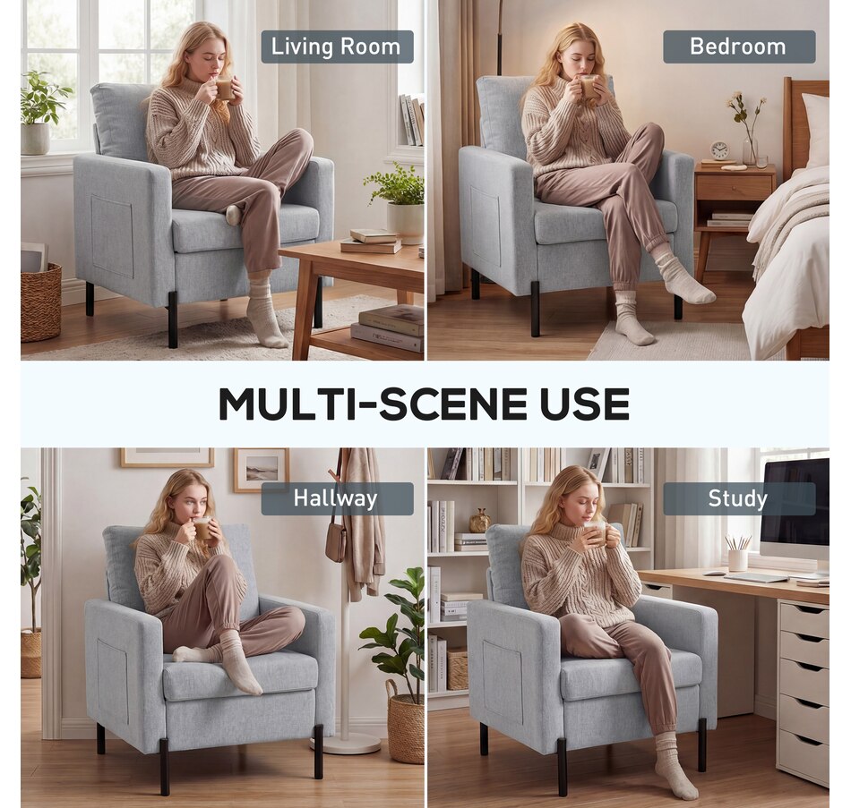 Image 917374_ALTMORE5.jpg, Product 917-374 / Price $169.99 - $189.99, HOMCOM Accent Chair Modern Upholstered Armchair w/ Side Pockets from HOMCOM on TSC.ca's Home & Garden department