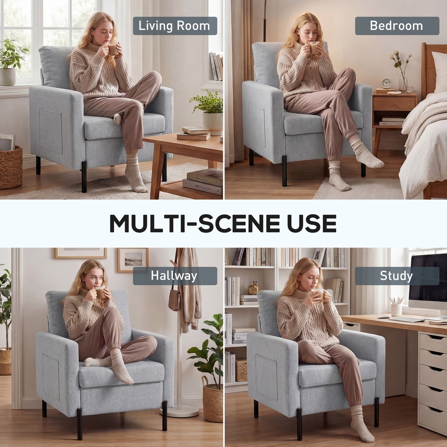 Image 917374_ALTMORE5.jpg, Product 917-374 / Price $159.99 - $189.99, HOMCOM Accent Chair Modern Upholstered Armchair w/ Side Pockets from HOMCOM on TSC.ca's Home & Garden department