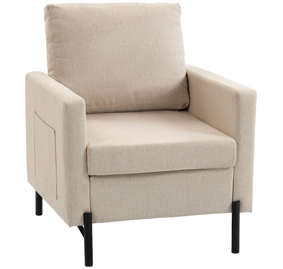 Image 917374_ST03.jpg, Product 917-374 / Price $169.99 - $189.99, HOMCOM Accent Chair Modern Upholstered Armchair w/ Side Pockets from HOMCOM on TSC.ca's Home & Garden department