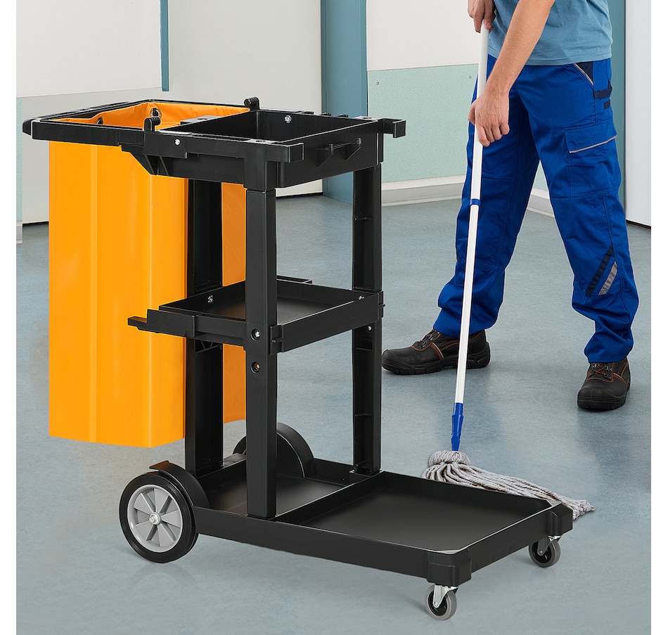 Image 917375_ALTMORE1.jpg, Product 917-375 / Price $114.99 - $134.99, HOMCOM Janitorial Cart on Wheels, Cleaning Cart with Rubbish Bag from HOMCOM on TSC.ca's Home & Garden department