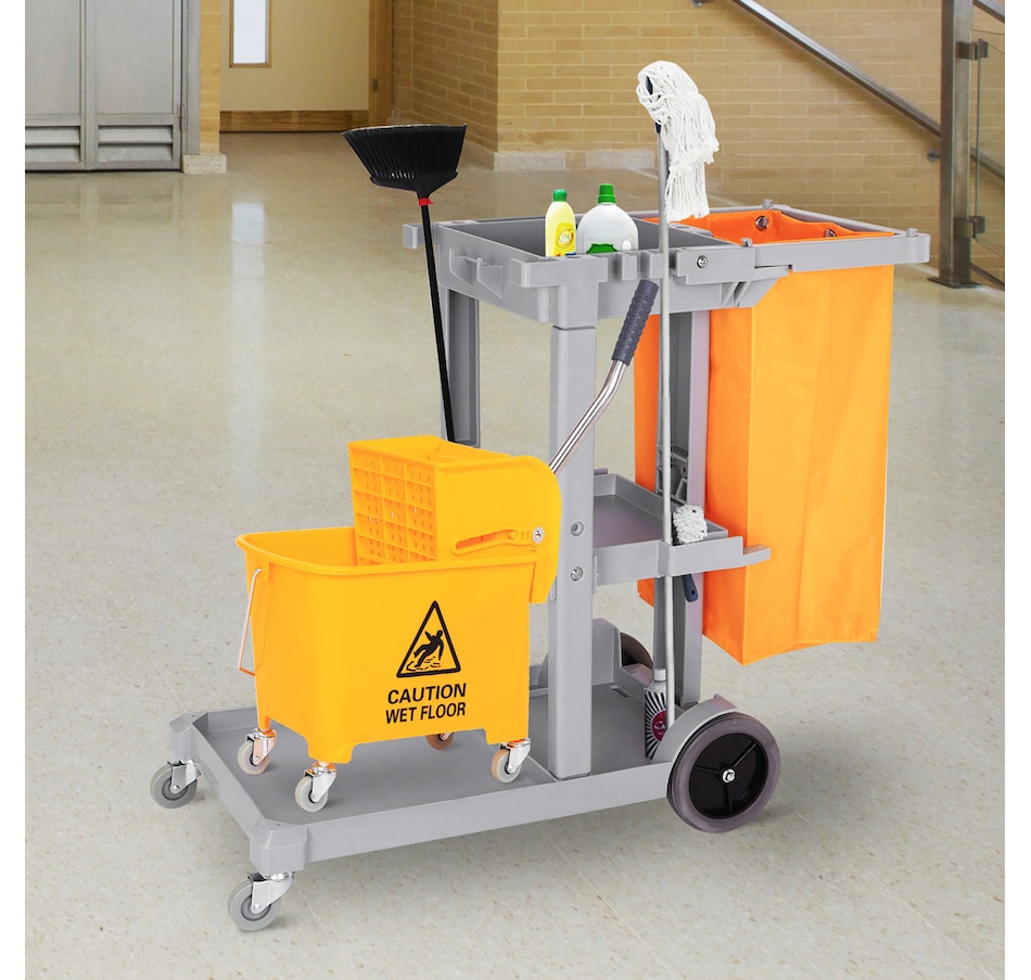 Image 917375_ALTMORE10.jpg, Product 917-375 / Price $114.99 - $134.99, HOMCOM Janitorial Cart on Wheels, Cleaning Cart with Rubbish Bag from HOMCOM on TSC.ca's Home & Garden department