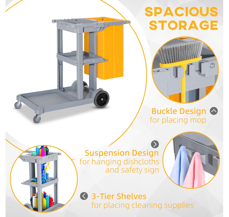 Image 917375_ALTMORE12.jpg, Product 917-375 / Price $114.99 - $134.99, HOMCOM Janitorial Cart on Wheels, Cleaning Cart with Rubbish Bag from HOMCOM on TSC.ca's Home & Garden department