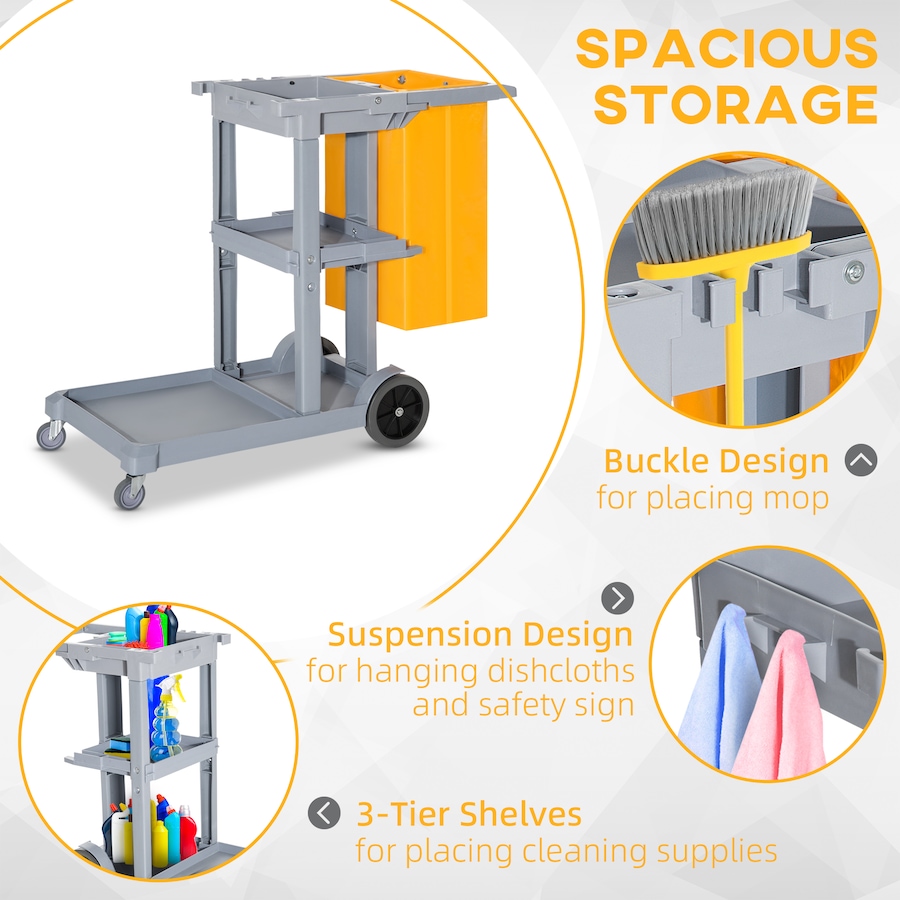 Image 917375_ALTMORE12.jpg, Product 917-375 / Price $102.99 - $116.99, HOMCOM Janitorial Cart on Wheels, Cleaning Cart with Rubbish Bag from HOMCOM on TSC.ca's Home & Garden department