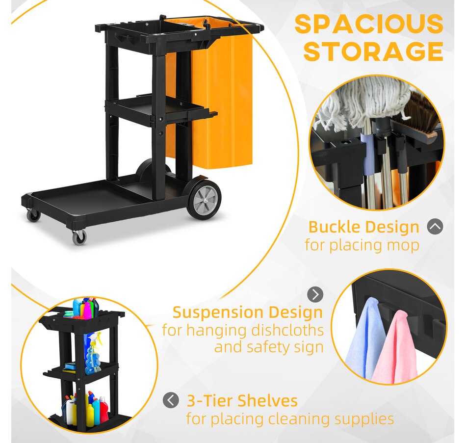 Image 917375_ALTMORE3.jpg, Product 917-375 / Price $114.99 - $134.99, HOMCOM Janitorial Cart on Wheels, Cleaning Cart with Rubbish Bag from HOMCOM on TSC.ca's Home & Garden department