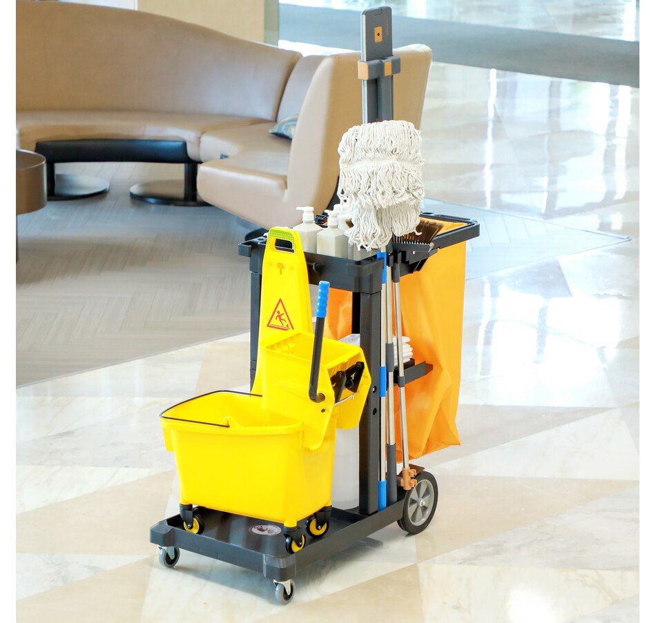 Image 917375_ALTMORE6.jpg, Product 917-375 / Price $114.99 - $134.99, HOMCOM Janitorial Cart on Wheels, Cleaning Cart with Rubbish Bag from HOMCOM on TSC.ca's Home & Garden department