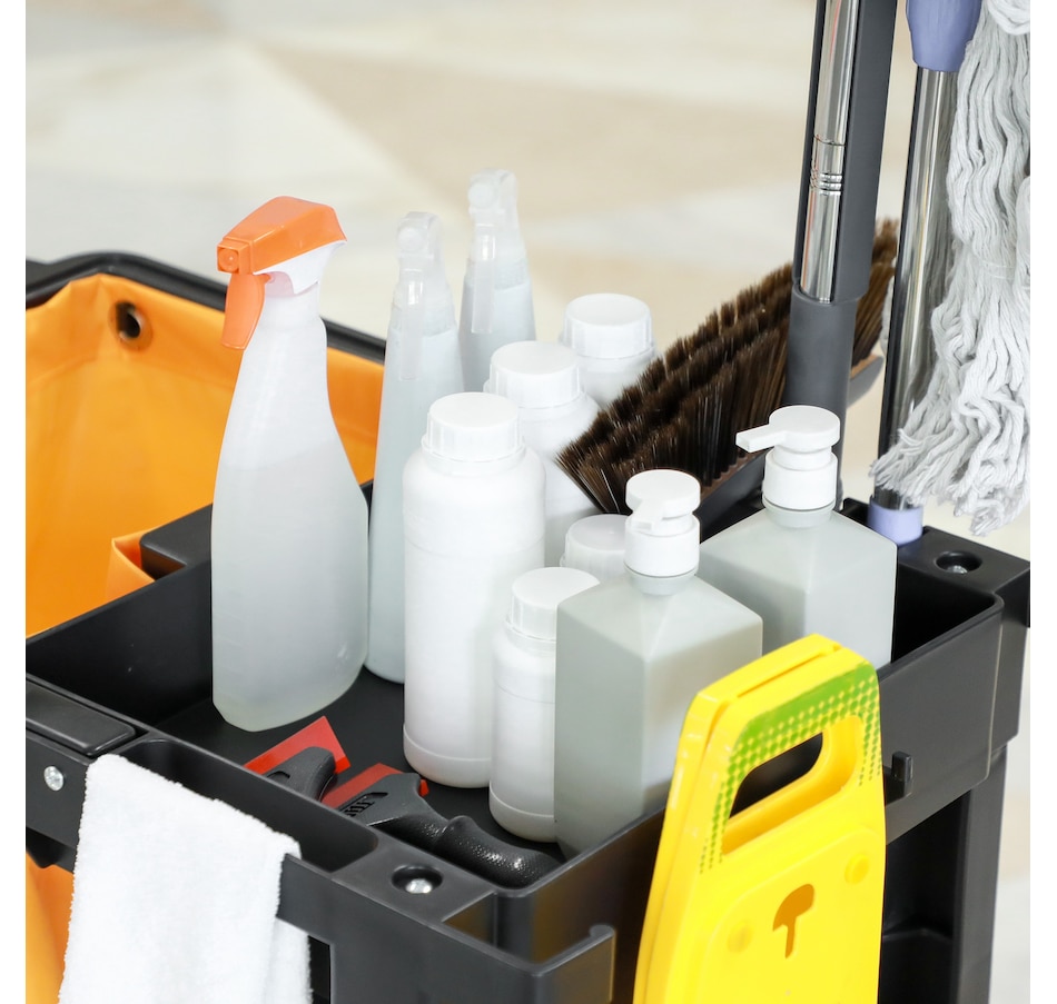 Image 917375_ALTMORE8.jpg, Product 917-375 / Price $114.99 - $134.99, HOMCOM Janitorial Cart on Wheels, Cleaning Cart with Rubbish Bag from HOMCOM on TSC.ca's Home & Garden department