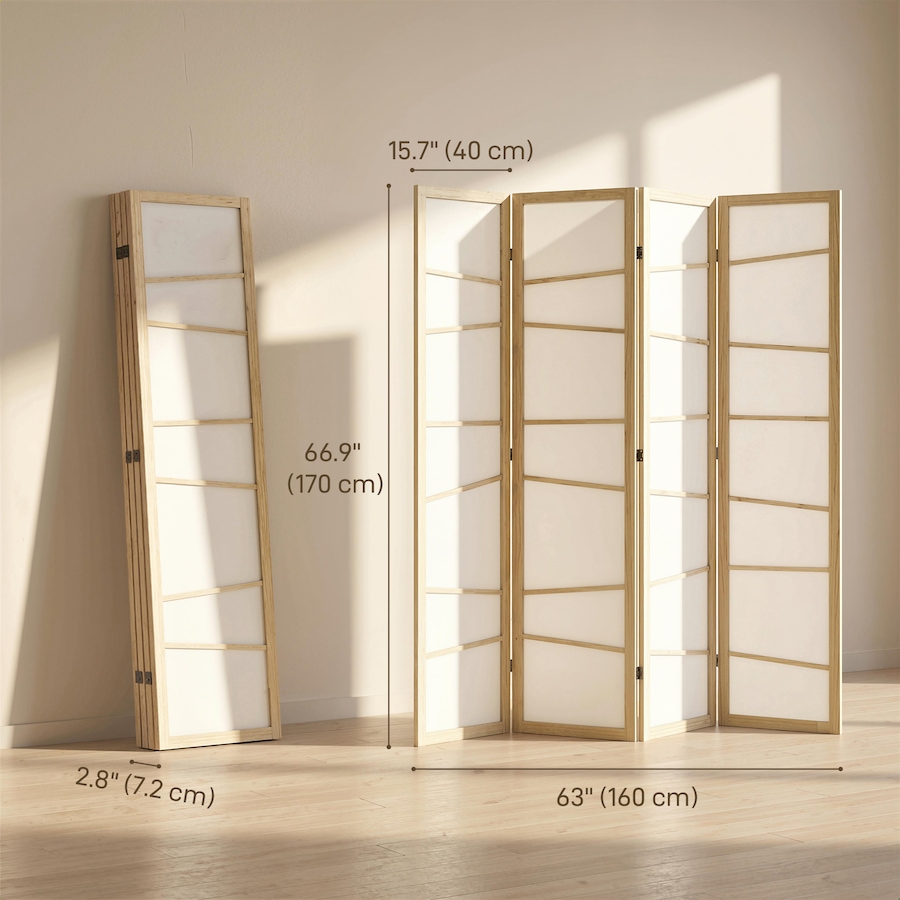 Image 917376_ALTMORE11.jpg, Product 917-376 / Price $96.99 - $122.99, HOMCOM Folding Room Divider, Panel Privacy Screen, Natural Wood from HOMCOM on TSC.ca's Home & Garden department