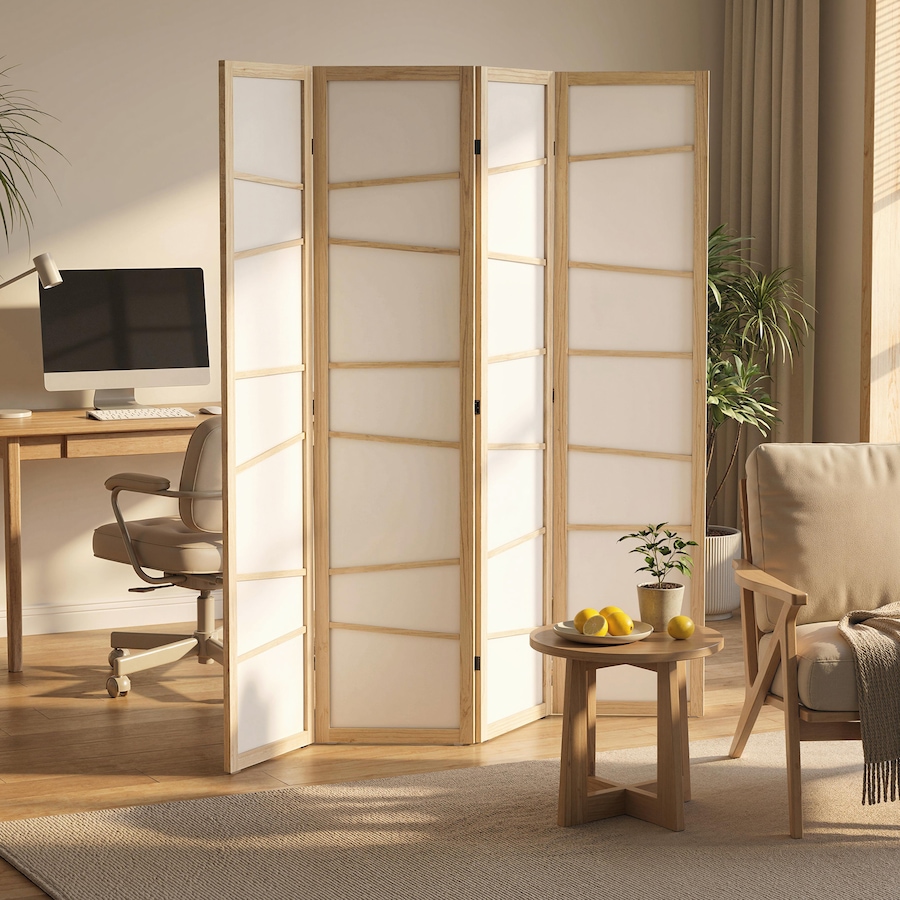 Image 917376_ALTMORE15.jpg, Product 917-376 / Price $96.99 - $122.99, HOMCOM Folding Room Divider, Panel Privacy Screen, Natural Wood from HOMCOM on TSC.ca's Home & Garden department