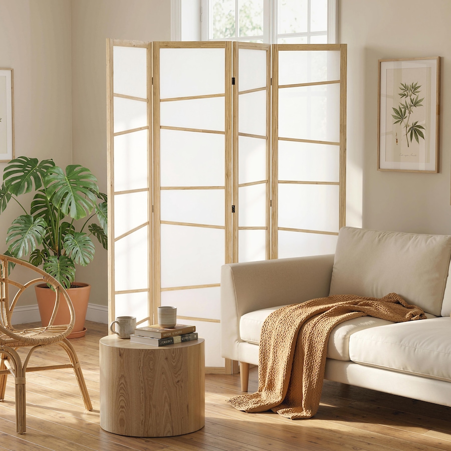 Image 917376_ALTMORE17.jpg, Product 917-376 / Price $96.99 - $122.99, HOMCOM Folding Room Divider, Panel Privacy Screen, Natural Wood from HOMCOM on TSC.ca's Home & Garden department