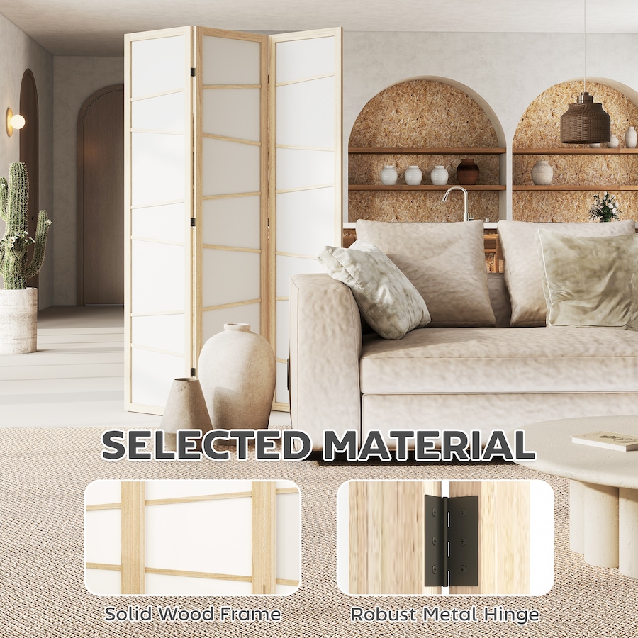 Image 917376_ALTMORE4.jpg, Product 917-376 / Price $96.99 - $122.99, HOMCOM Folding Room Divider, Panel Privacy Screen, Natural Wood from HOMCOM on TSC.ca's Home & Garden department