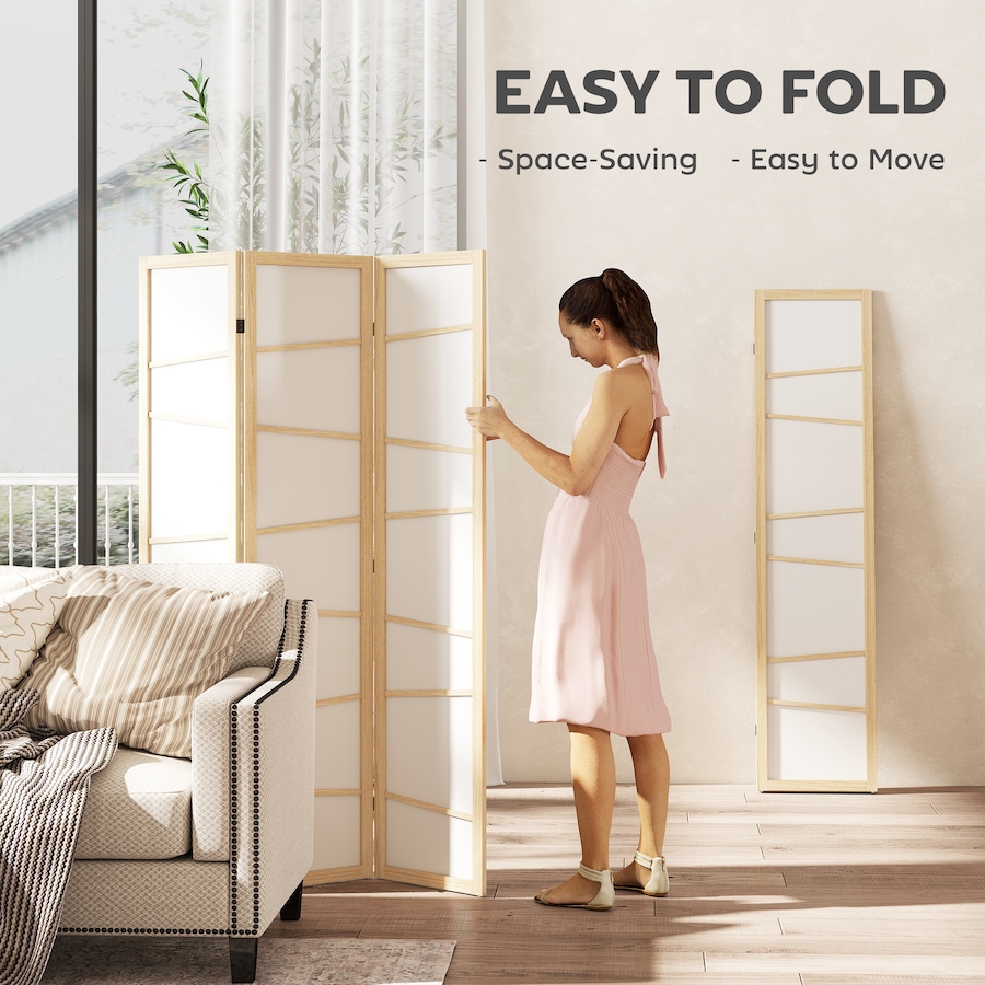 Image 917376_ALTMORE5.jpg, Product 917-376 / Price $96.99 - $122.99, HOMCOM Folding Room Divider, Panel Privacy Screen, Natural Wood from HOMCOM on TSC.ca's Home & Garden department