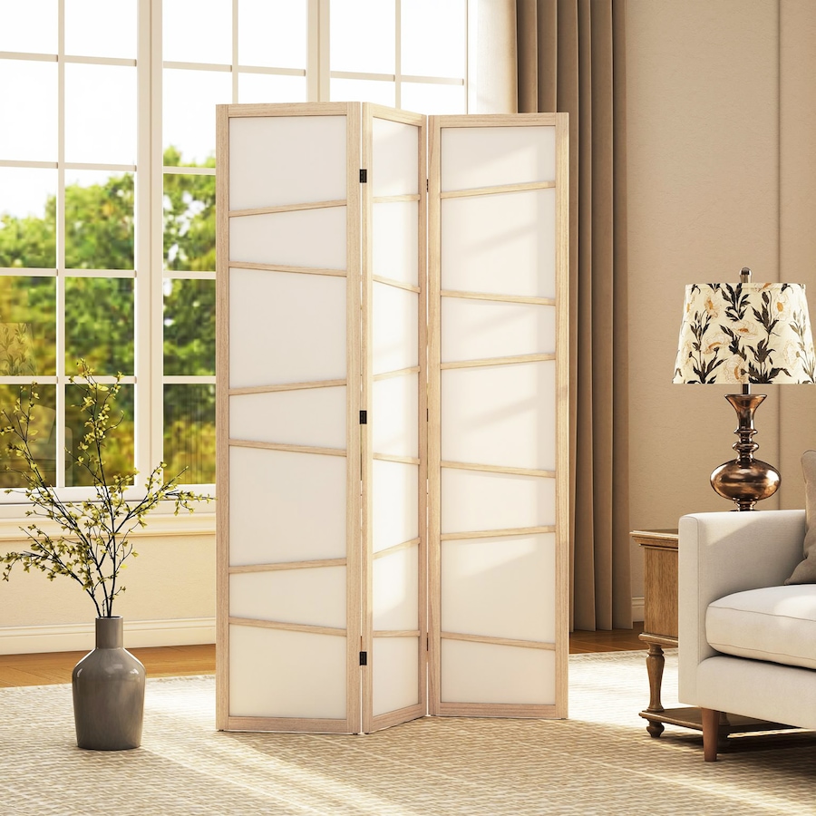 Image 917376_ALTMORE8.jpg, Product 917-376 / Price $96.99 - $122.99, HOMCOM Folding Room Divider, Panel Privacy Screen, Natural Wood from HOMCOM on TSC.ca's Home & Garden department