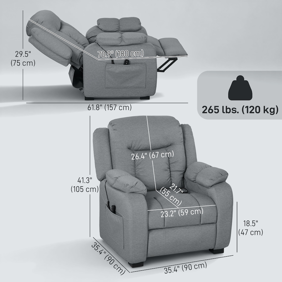 Image 917386_ALTMORE11.jpg, Product 917-386 / Price $379.99 - $399.99, HOMCOM Massage Recliner Chair with Quiet Motor Pet-Friendly Fabric from HOMCOM on TSC.ca's Home & Garden department