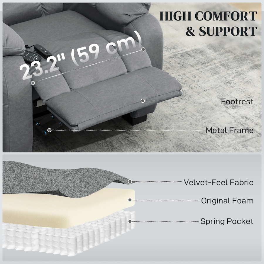 Image 917386_ALTMORE16.jpg, Product 917-386 / Price $379.99 - $399.99, HOMCOM Massage Recliner Chair with Quiet Motor Pet-Friendly Fabric from HOMCOM on TSC.ca's Home & Garden department