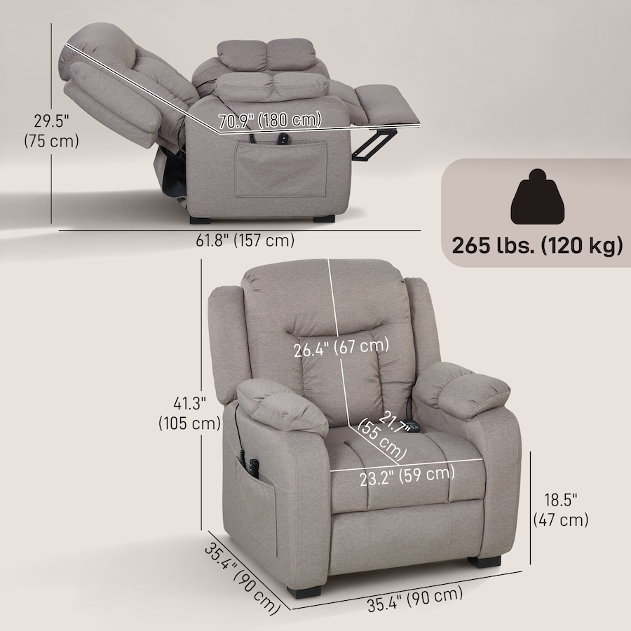 Image 917386_ALTMORE19.jpg, Product 917-386 / Price $379.99 - $399.99, HOMCOM Massage Recliner Chair with Quiet Motor Pet-Friendly Fabric from HOMCOM on TSC.ca's Home & Garden department