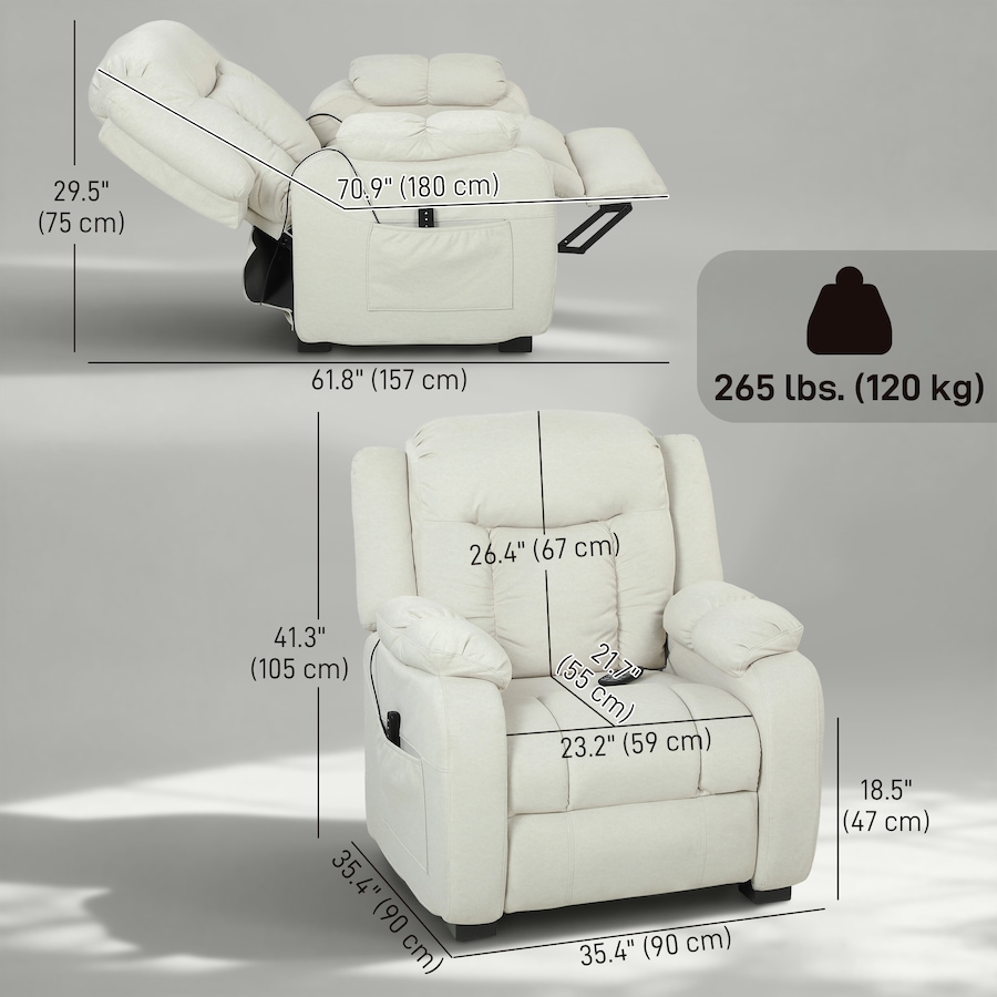 Image 917386_ALTMORE2.jpg, Product 917-386 / Price $379.99 - $399.99, HOMCOM Massage Recliner Chair with Quiet Motor Pet-Friendly Fabric from HOMCOM on TSC.ca's Home & Garden department