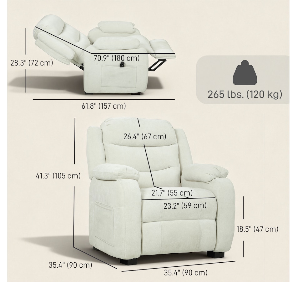 Image 917408_ALTMORE11.jpg, Product 917-408 / Price $419.99 - $429.99, HOMCOM Power Recliner Chair with Massage, Recliner with Quiet Motor from HOMCOM on TSC.ca's Home & Garden department