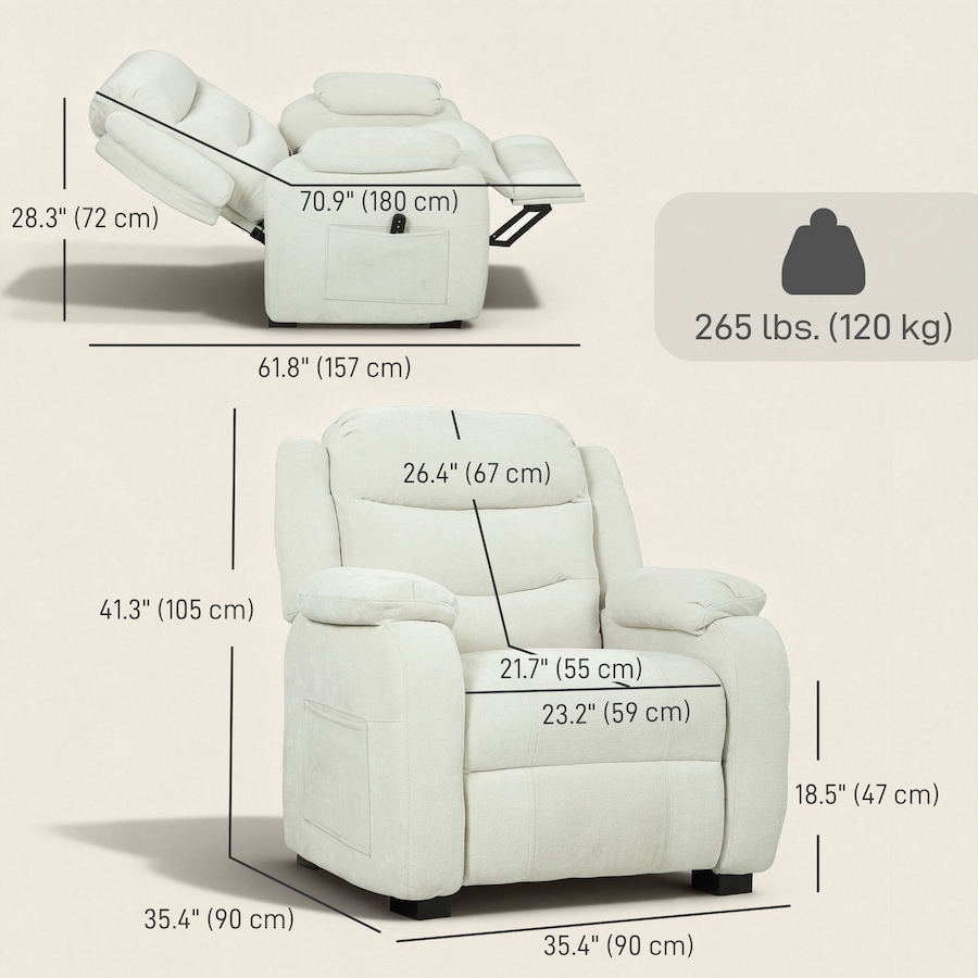 Image 917408_ALTMORE11.jpg, Product 917-408 / Price $399.99, HOMCOM Power Recliner Chair with Massage, Recliner with Quiet Motor from HOMCOM on TSC.ca's Home & Garden department