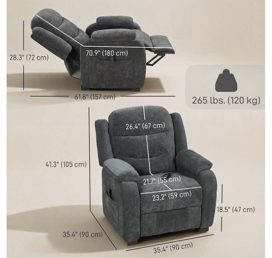 Image 917408_ALTMORE19.jpg, Product 917-408 / Price $419.99 - $429.99, HOMCOM Power Recliner Chair with Massage, Recliner with Quiet Motor from HOMCOM on TSC.ca's Home & Garden department