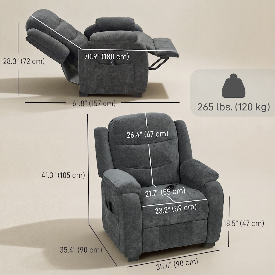 Image 917408_ALTMORE19.jpg, Product 917-408 / Price $399.99, HOMCOM Power Recliner Chair with Massage, Recliner with Quiet Motor from HOMCOM on TSC.ca's Home & Garden department
