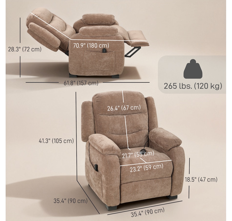 Image 917408_ALTMORE2.jpg, Product 917-408 / Price $419.99 - $429.99, HOMCOM Power Recliner Chair with Massage, Recliner with Quiet Motor from HOMCOM on TSC.ca's Home & Garden department