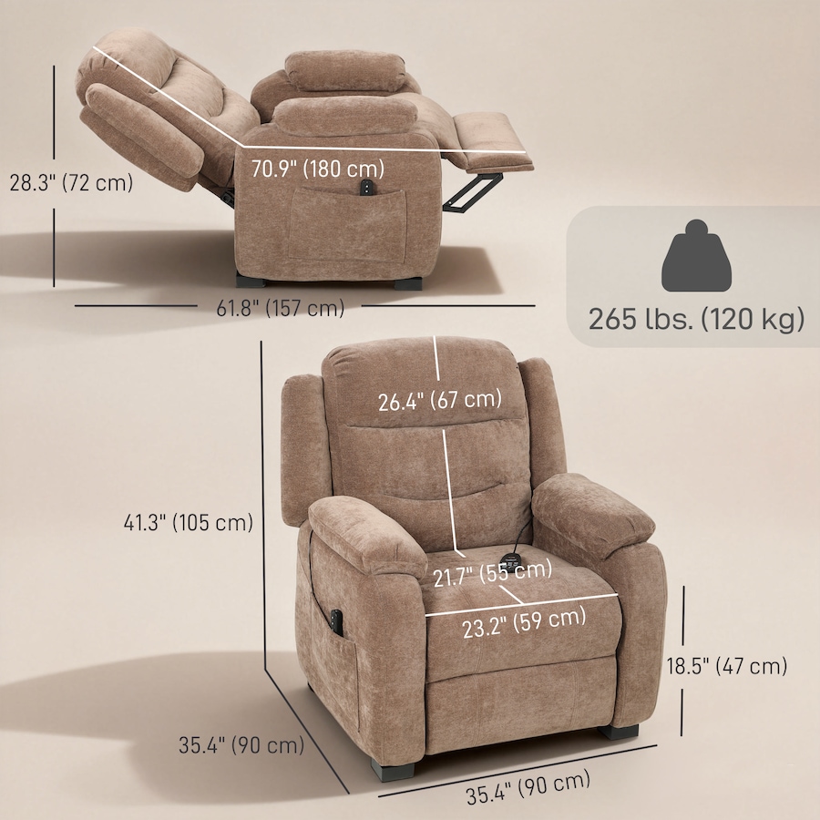 Image 917408_ALTMORE2.jpg, Product 917-408 / Price $399.99, HOMCOM Power Recliner Chair with Massage, Recliner with Quiet Motor from HOMCOM on TSC.ca's Home & Garden department