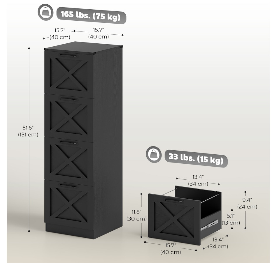 Image 917421_ALTMORE11.jpg, Product 917-421 / Price $169.99, HOMCOM 4 Drawer File Cabinet, Filing Cabinet Fits Letter/A4 Size from HOMCOM on TSC.ca's Home & Garden department