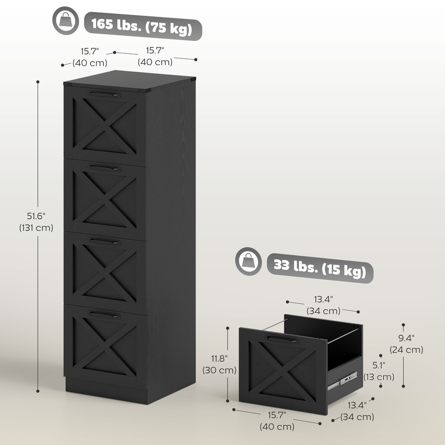 Image 917421_ALTMORE11.jpg, Product 917-421 / Price $169.94 - $179.99, HOMCOM 4 Drawer File Cabinet, Filing Cabinet Fits Letter/A4 Size from HOMCOM on TSC.ca's Home & Garden department