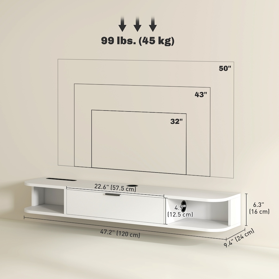 Image 917423_ALTMORE11.jpg, Product 917-423 / Price $89.99 - $99.99, HOMCOM 47" Floating TV Stand, Wall Mounted Media Console from HOMCOM on TSC.ca's Home & Garden department