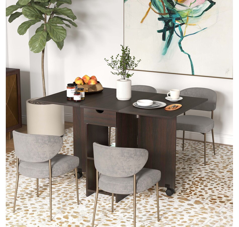 Image 917448_ALTMORE1.jpg, Product 917-448 / Price $139.99 - $149.99, HOMCOM Foldable Dining Table, Drop Leaf Table with Storage for Kitchen from HOMCOM on TSC.ca's Home & Garden department