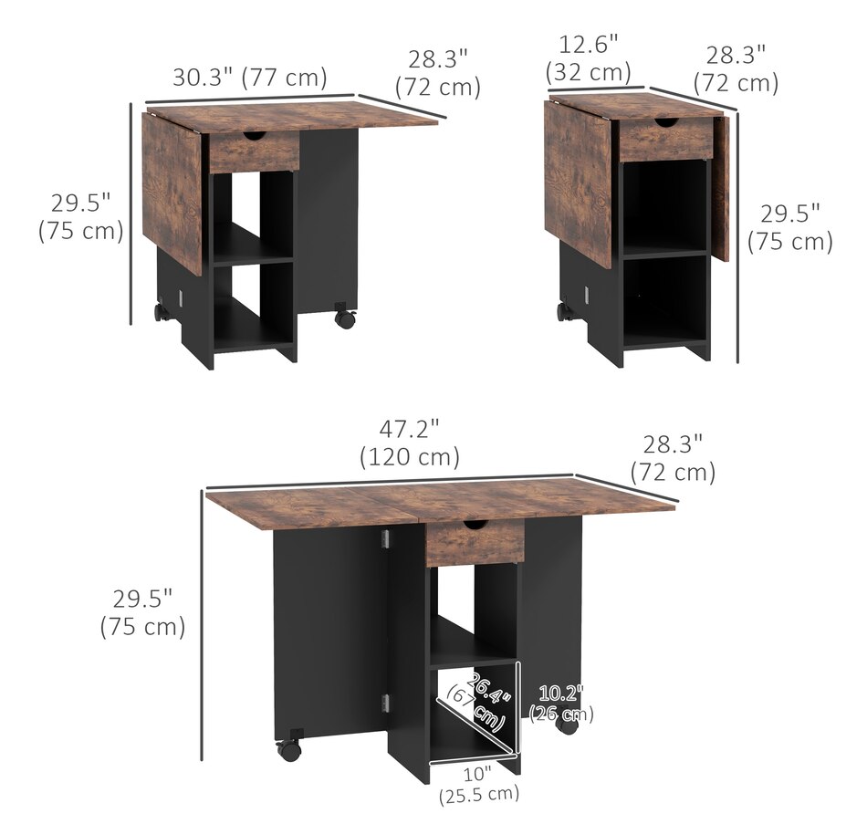Image 917448_ALTMORE11.jpg, Product 917-448 / Price $139.99 - $149.99, HOMCOM Foldable Dining Table, Drop Leaf Table with Storage for Kitchen from HOMCOM on TSC.ca's Home & Garden department