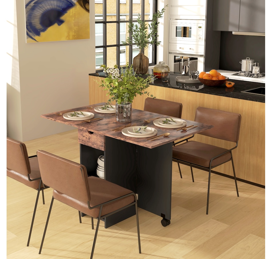 Image 917448_ALTMORE16.jpg, Product 917-448 / Price $139.99 - $149.99, HOMCOM Foldable Dining Table, Drop Leaf Table with Storage for Kitchen from HOMCOM on TSC.ca's Home & Garden department
