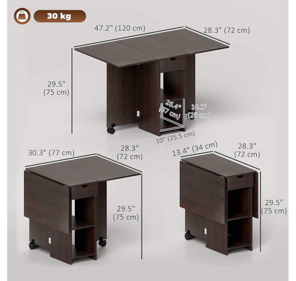 Image 917448_ALTMORE2.jpg, Product 917-448 / Price $139.99 - $149.99, HOMCOM Foldable Dining Table, Drop Leaf Table with Storage for Kitchen from HOMCOM on TSC.ca's Home & Garden department