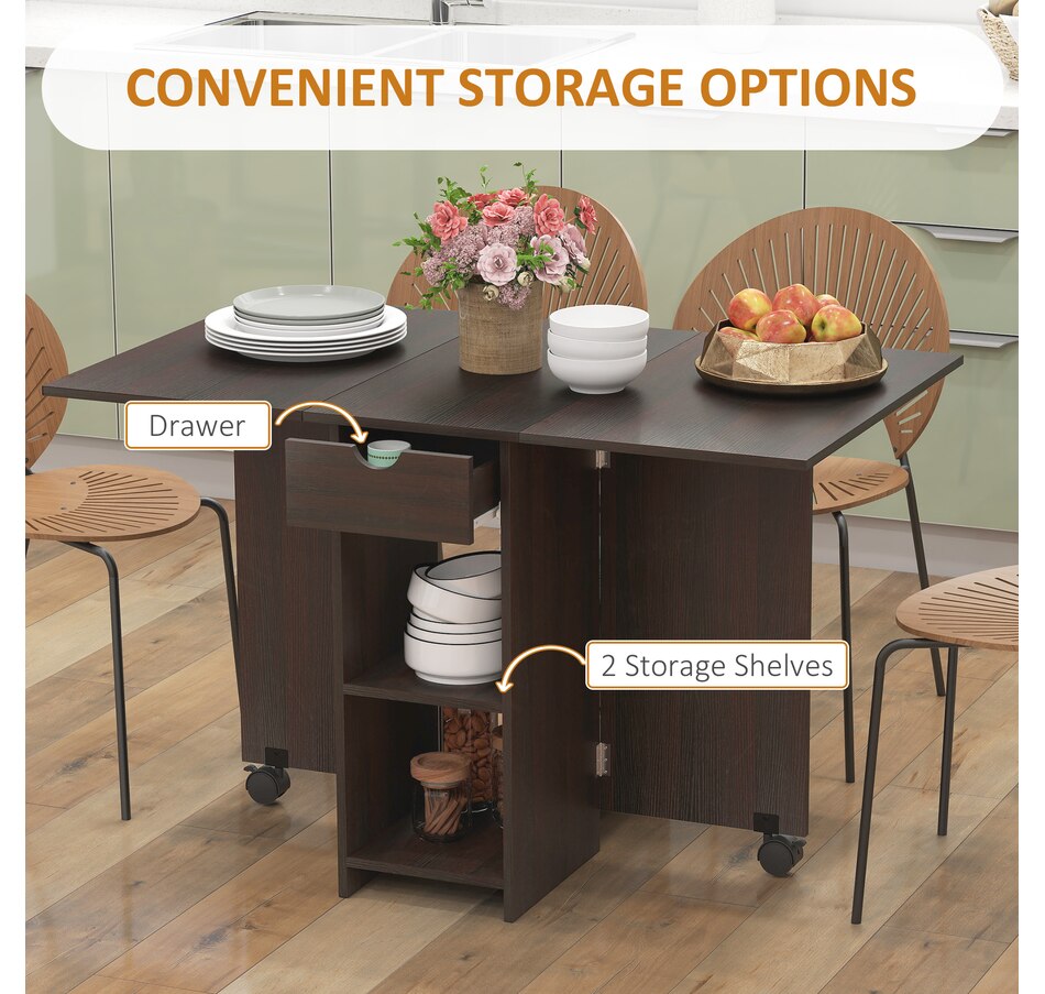 Image 917448_ALTMORE3.jpg, Product 917-448 / Price $139.99 - $149.99, HOMCOM Foldable Dining Table, Drop Leaf Table with Storage for Kitchen from HOMCOM on TSC.ca's Home & Garden department