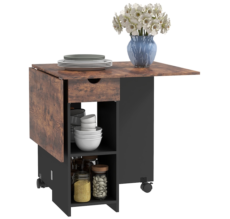 Image 917448_ST02.jpg, Product 917-448 / Price $139.99 - $149.99, HOMCOM Foldable Dining Table, Drop Leaf Table with Storage for Kitchen from HOMCOM on TSC.ca's Home & Garden department