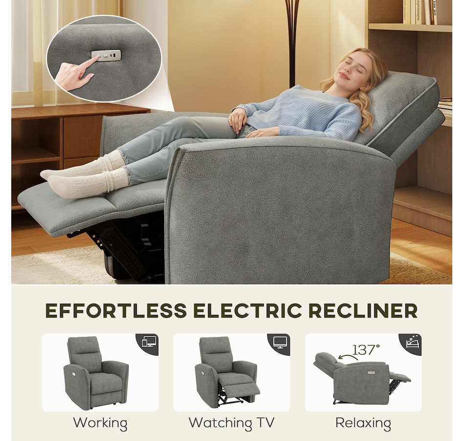 Image 917449_ALTMORE12.jpg, Product 917-449 / Price $479.99 - $499.99, HOMCOM Power Recliner Chair, Upholstered Recliner Chair w/ USB Ports from HOMCOM on TSC.ca's Home & Garden department