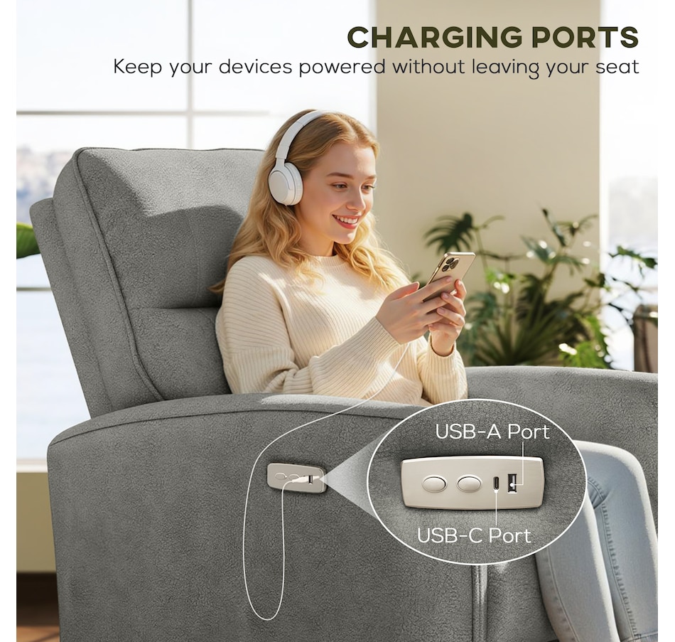 Image 917449_ALTMORE14.jpg, Product 917-449 / Price $479.99 - $499.99, HOMCOM Power Recliner Chair, Upholstered Recliner Chair w/ USB Ports from HOMCOM on TSC.ca's Home & Garden department