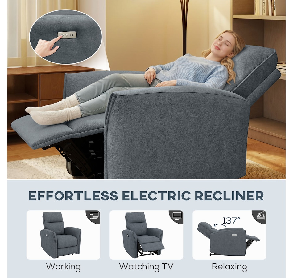 Image 917449_ALTMORE20.jpg, Product 917-449 / Price $479.99 - $499.99, HOMCOM Power Recliner Chair, Upholstered Recliner Chair w/ USB Ports from HOMCOM on TSC.ca's Home & Garden department