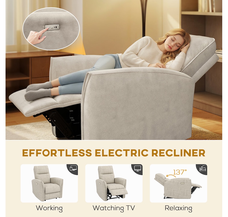 Image 917449_ALTMORE3.jpg, Product 917-449 / Price $479.99 - $499.99, HOMCOM Power Recliner Chair, Upholstered Recliner Chair w/ USB Ports from HOMCOM on TSC.ca's Home & Garden department