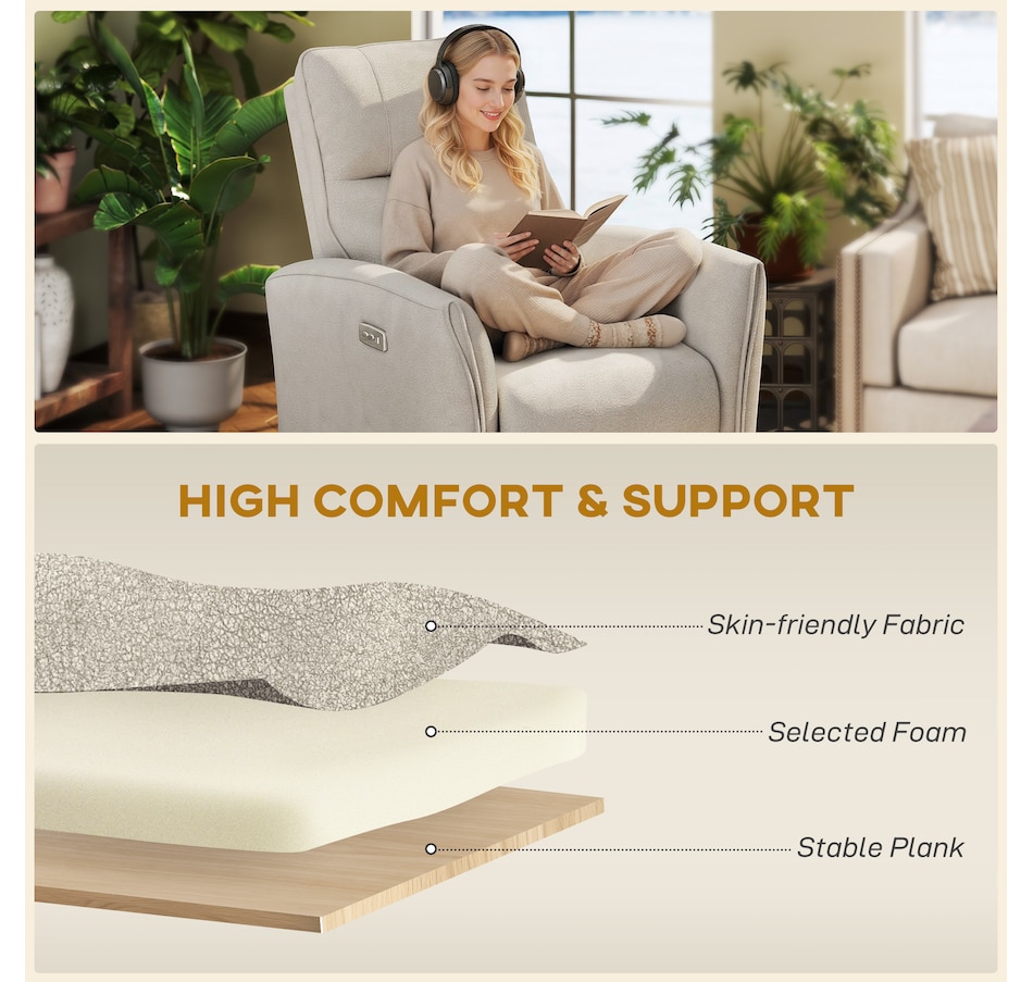 Image 917449_ALTMORE4.jpg, Product 917-449 / Price $479.99 - $499.99, HOMCOM Power Recliner Chair, Upholstered Recliner Chair w/ USB Ports from HOMCOM on TSC.ca's Home & Garden department