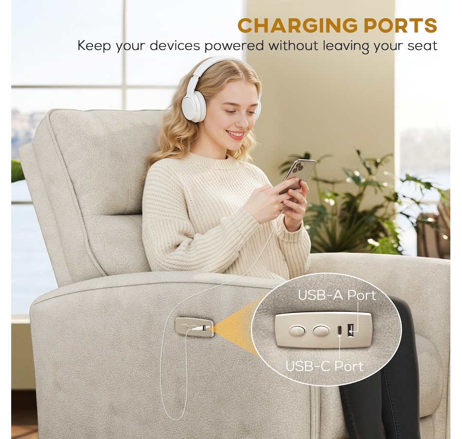 Image 917449_ALTMORE5.jpg, Product 917-449 / Price $479.99 - $499.99, HOMCOM Power Recliner Chair, Upholstered Recliner Chair w/ USB Ports from HOMCOM on TSC.ca's Home & Garden department