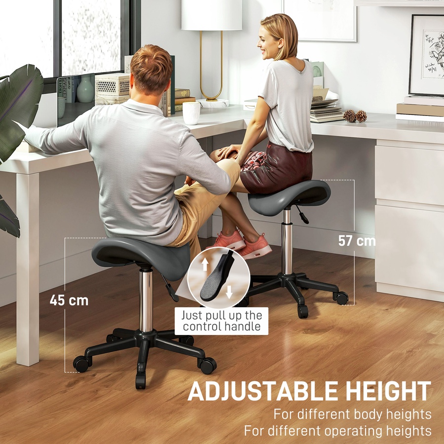 Image 917450_ALTMORE12.jpg, Product 917-450 / Price $54.99 - $59.99, HOMCOM Saddle Salon Stool Adjustable Swivel Massage Spa Beauty Stool from HOMCOM on TSC.ca's Home & Garden department