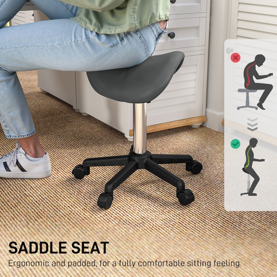 Image 917450_ALTMORE14.jpg, Product 917-450 / Price $54.99 - $59.99, HOMCOM Saddle Salon Stool Adjustable Swivel Massage Spa Beauty Stool from HOMCOM on TSC.ca's Home & Garden department