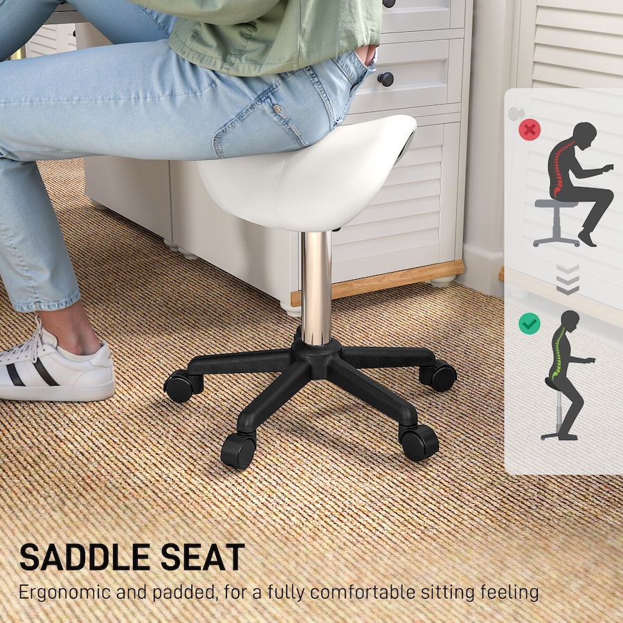Image 917450_ALTMORE5.jpg, Product 917-450 / Price $54.99 - $59.99, HOMCOM Saddle Salon Stool Adjustable Swivel Massage Spa Beauty Stool from HOMCOM on TSC.ca's Home & Garden department