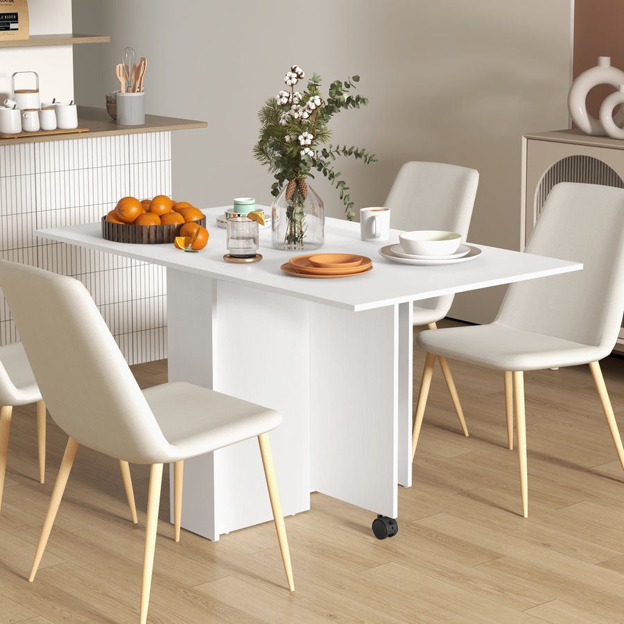 Image 917455_ALTMORE10.jpg, Product 917-455 / Price $129.99, HOMCOM Foldable Dining Table with Storage Shelves, Drop Leaf, Wheels from HOMCOM on TSC.ca's Home & Garden department