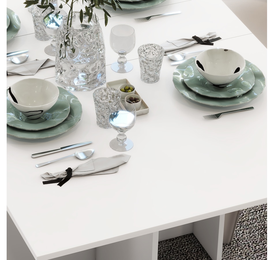Image 917455_ALTMORE15.jpg, Product 917-455 / Price $129.99, HOMCOM Foldable Dining Table with Storage Shelves, Drop Leaf, Wheels from HOMCOM on TSC.ca's Home & Garden department