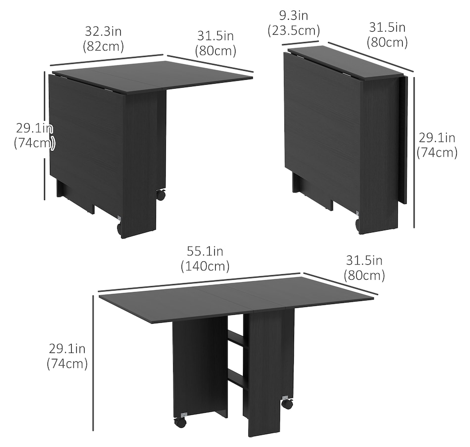 Image 917455_ALTMORE2.jpg, Product 917-455 / Price $129.99, HOMCOM Foldable Dining Table with Storage Shelves, Drop Leaf, Wheels from HOMCOM on TSC.ca's Home & Garden department