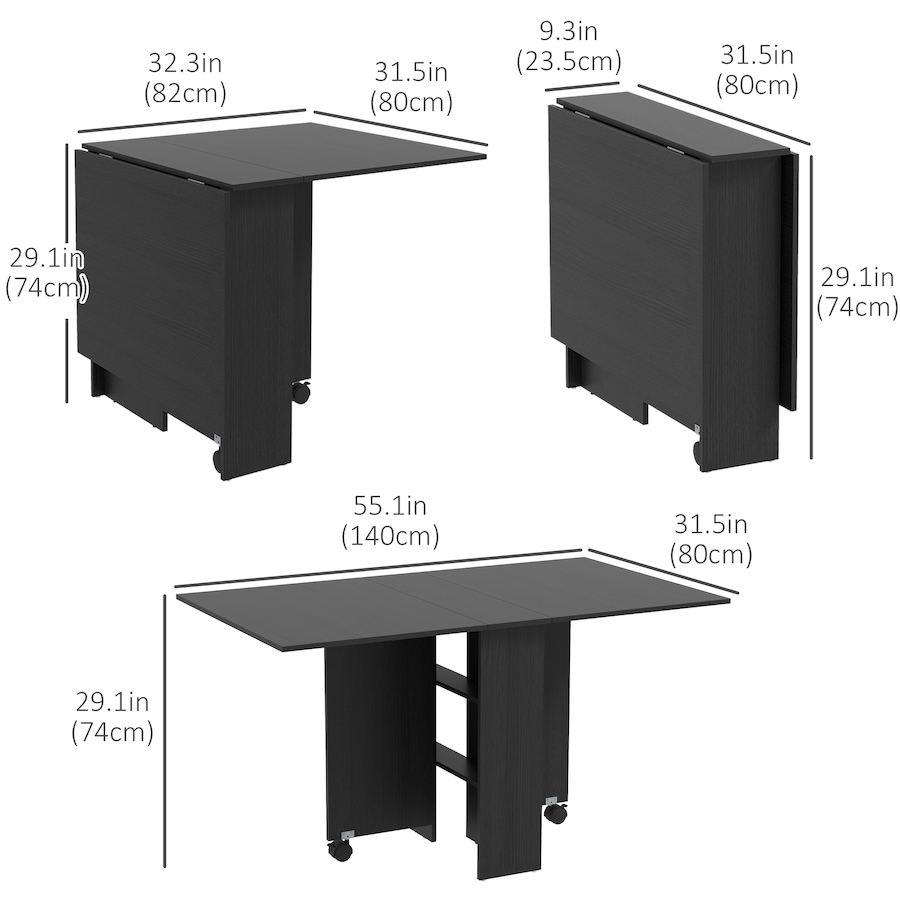 Image 917455_ALTMORE2.jpg, Product 917-455 / Price $129.99, HOMCOM Foldable Dining Table with Storage Shelves, Drop Leaf, Wheels from HOMCOM on TSC.ca's Home & Garden department